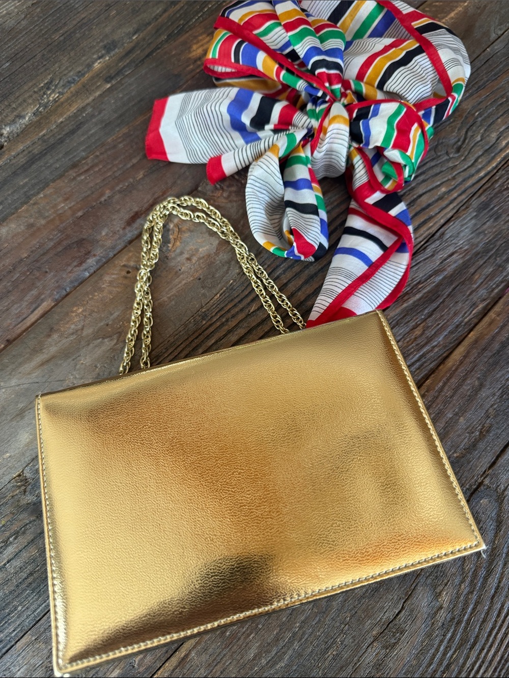 La France gold metallic 1950’s structured handbag EVC